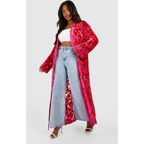 Kimono Plus Maxi De Devoré, Pink - boohoo - Modalova