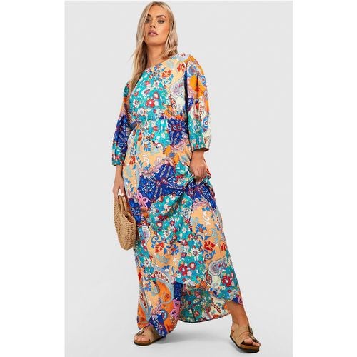 Vestido Plus Maxi Con Espalda Abierta Y Estampado Mixto - boohoo - Modalova