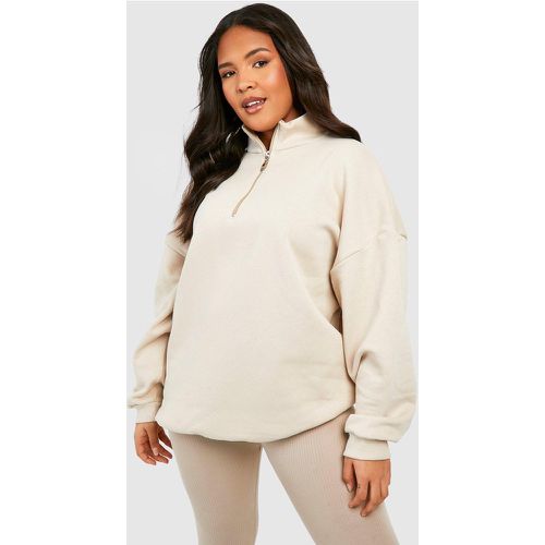 Felpa Plus Size oversize con zip corta - boohoo - Modalova