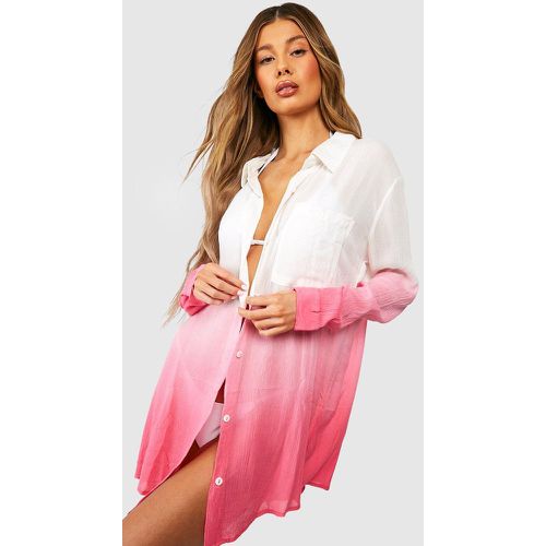 Camisa Oversize Para La Playa Fruncida En Degradado - boohoo - Modalova