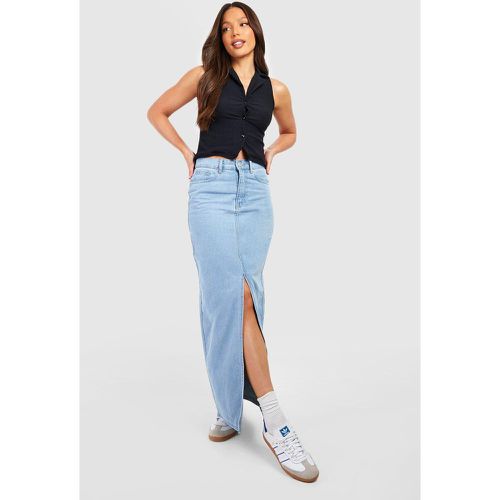 Gonna maxi Tall in denim con spacco frontale - boohoo - Modalova