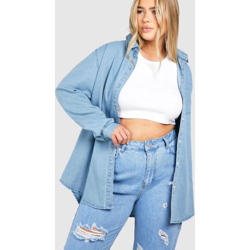 Camisa Plus Oversize Vaquera, Azul - boohoo - Modalova