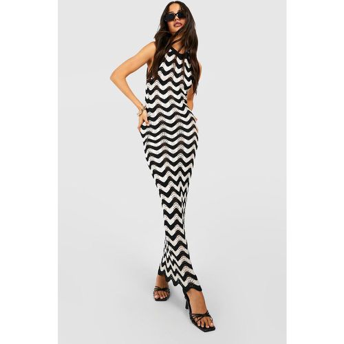 Vestito maxi all'uncinetto a zig zag - boohoo - Modalova