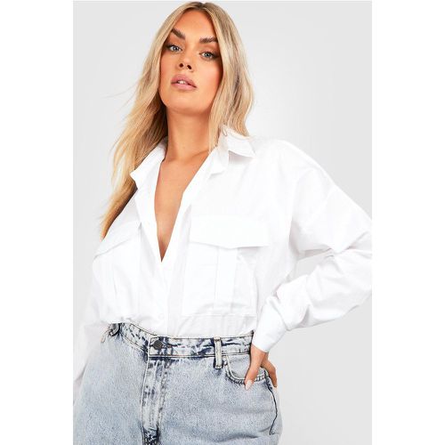 Camisa Plus Oversize Utilitaria De Algodón Popelina - boohoo - Modalova