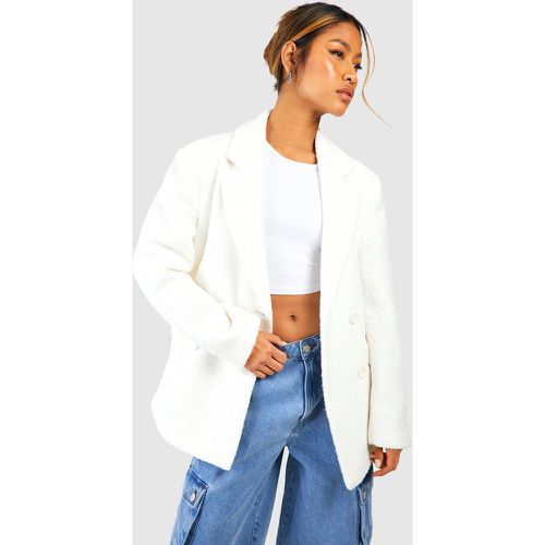 Blazer a doppiopetto in bouclé di lana - boohoo - Modalova