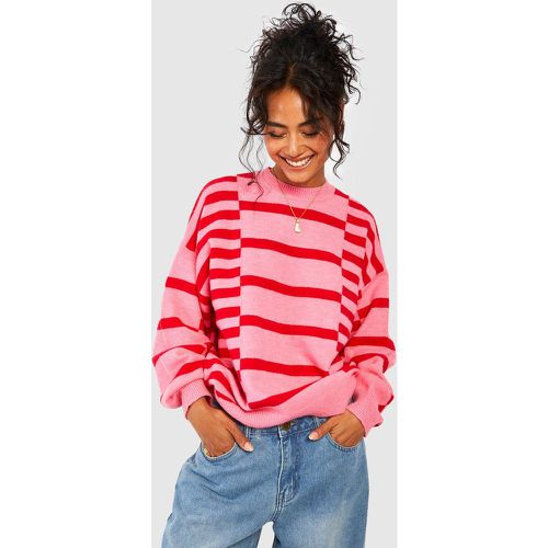 Maglione oversize a righe miste - boohoo - Modalova