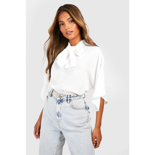 Blusa De Tela Ligera Con Mangas Acampanadas Y Atadura En El Cuello - boohoo - Modalova