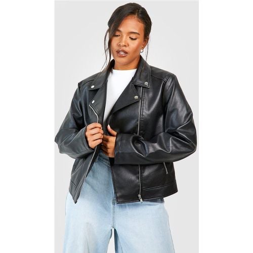 Chaqueta Plus Motera De Cuero Sintético - boohoo - Modalova