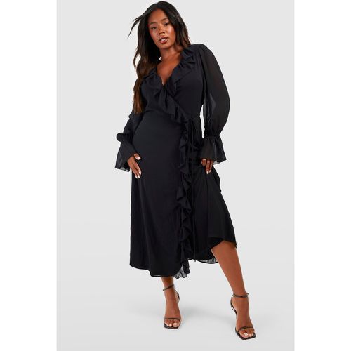 Vestito scaldacuore Plus Size in chiffon con arricciature - boohoo - Modalova