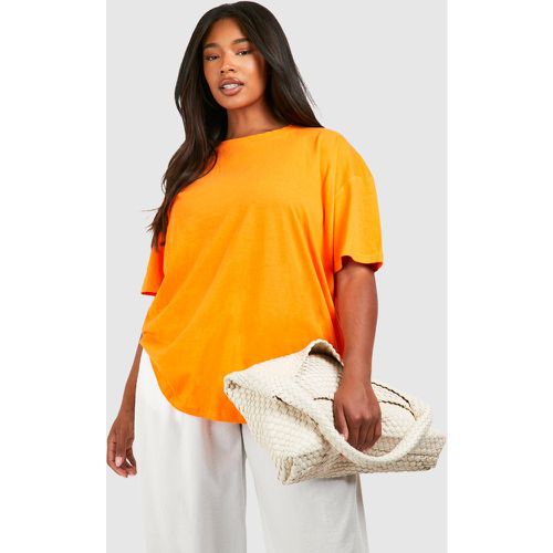 Camiseta Plus Oversize Básica De Algodón Con Cuello De Caja - boohoo - Modalova