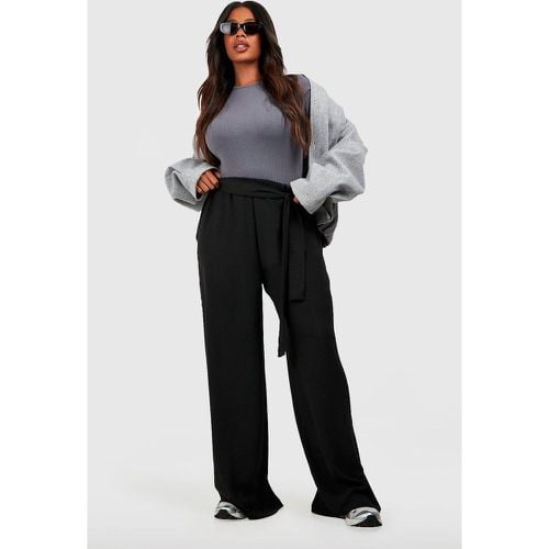 Pantaloni a gamba ampia Plus Size con trama e cintura - boohoo - Modalova