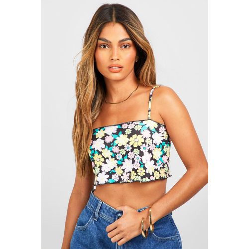 Crop top smanicato a fiori, Multi - boohoo - Modalova