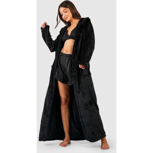 Albornoz Maxi De Forro Polar, Negro - boohoo - Modalova