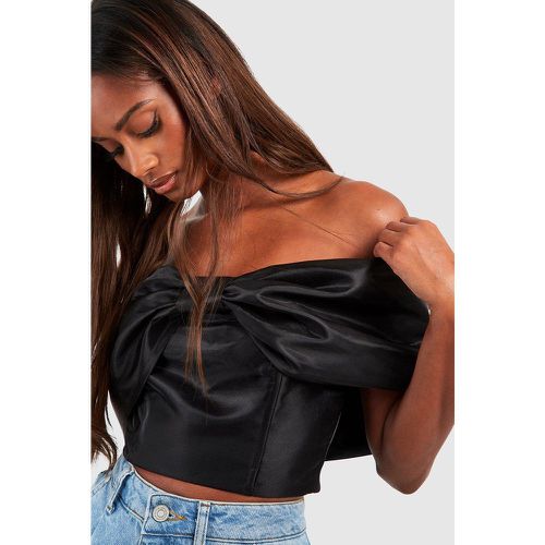 Top Estilo Corsé Con Lazo, Negro - boohoo - Modalova