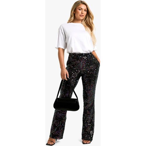 Pantaloni a zampa con paillettes color arcobaleno - boohoo - Modalova