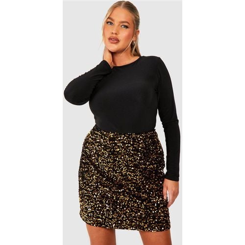 Minifalda Plus De Terciopelo Y Lentejuelas - boohoo - Modalova