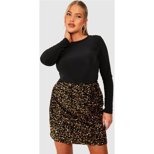 Minigonna Plus Size in velluto con paillettes - boohoo - Modalova