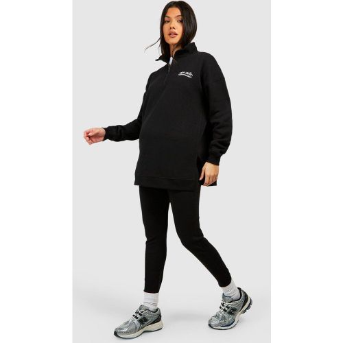 Conjunto Premamá De Leggings De Canalé Y Sudadera Oversize Con Cremallera A La Mitad - boohoo - Modalova