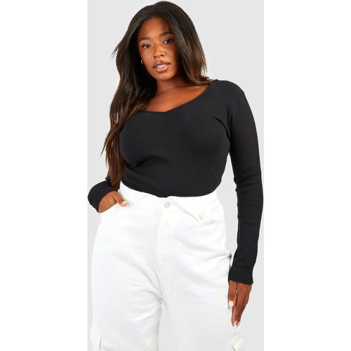 Body Plus Size Basic a coste con scollo profondo - boohoo - Modalova