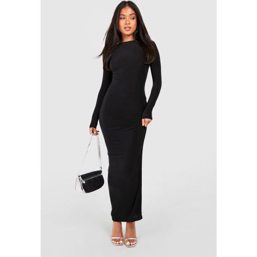Vestido Petite Maxi Ceñido De Manga Larga Con Escote En U - boohoo - Modalova
