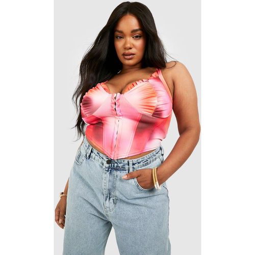 Top a corsetto Plus Size con stampa di asole e gancetti - boohoo - Modalova