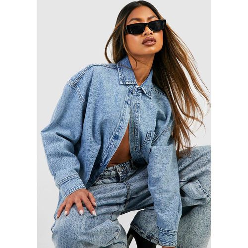 Camicia oversize Basic in denim - boohoo - Modalova