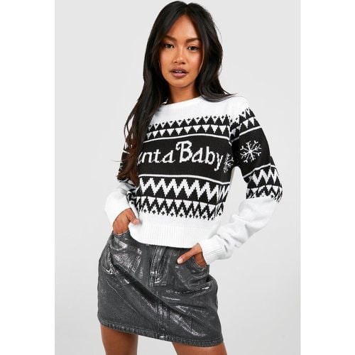 Jersey Crop Navideño Con Estampado Santa Baby - boohoo - Modalova