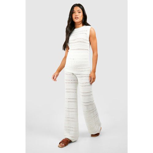 Conjunto Premamá De Punto Con Túnica De Croché Y Pantalón De Pernera Ancha - boohoo - Modalova