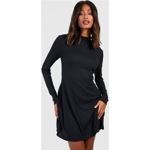 Vestido Mini Skater De Canalé Con Cuello Alto - boohoo - Modalova