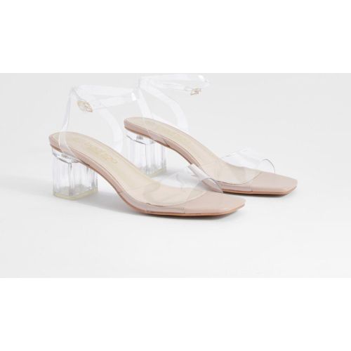 Tacones Gruesos Bajos Transparentes De Holgura Ancha - boohoo - Modalova