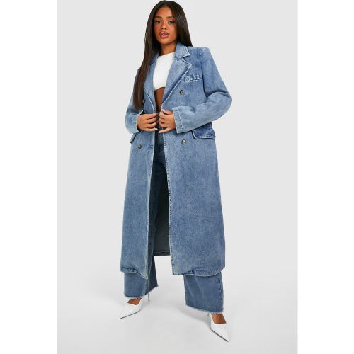 Cappotto Trench a doppiopetto in denim - boohoo - Modalova