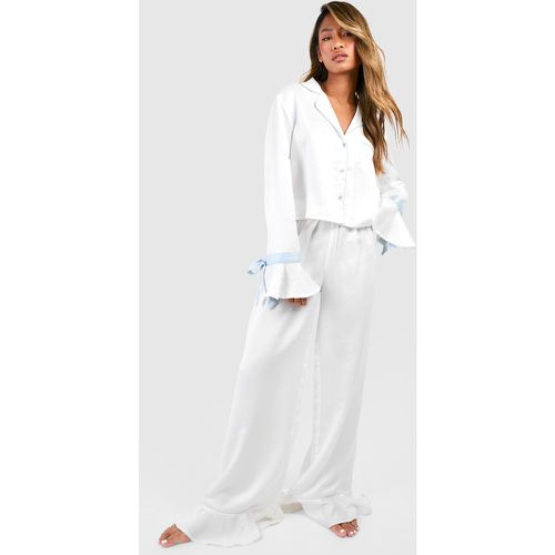 Pijama De Pantalón Largo Azul Para Novia - boohoo - Modalova