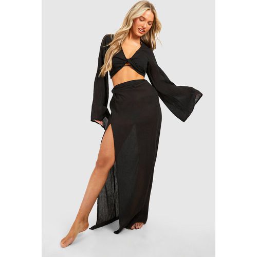 Conjunto Coordinado Para La Playa De Falda Maxi Y Top Fruncido Con Nudo - boohoo - Modalova