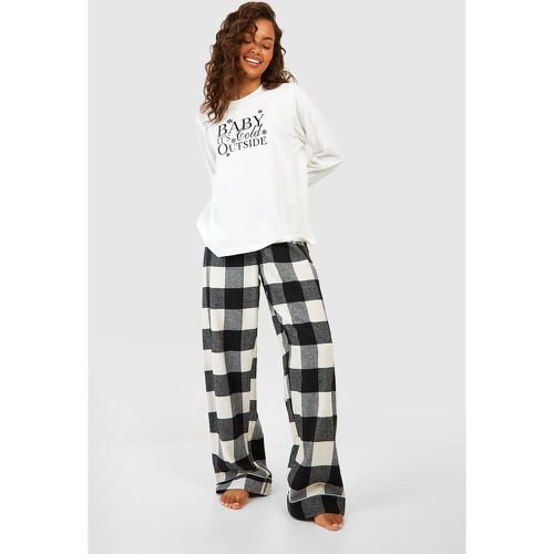 Conjunto De Pantalón De Cuadros Cardados Y Camiseta Con Estampado Navideño - boohoo - Modalova