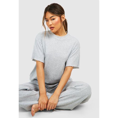 T-shirt oversize a coste con fondo ondulato - boohoo - Modalova