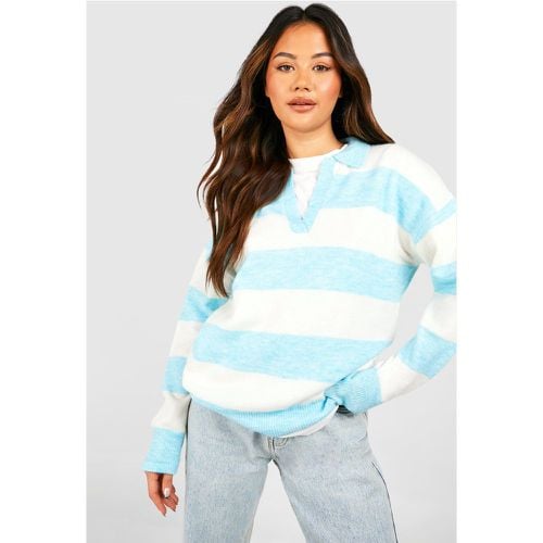 Maglione in maglia morbida a righe con colletto stile polo - boohoo - Modalova