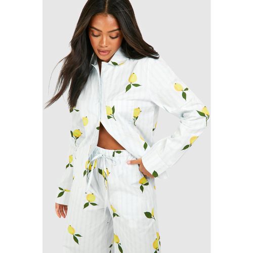 Lemon Stripe Long Sleeve Pyjama Shirt - boohoo - Modalova
