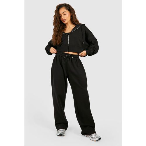 Tuta sportiva in 3 pezzi crop top con fondo profondo e cappuccio - boohoo - Modalova