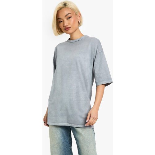 Camiseta Oversize Recta Con Lavado De Ácido - boohoo - Modalova