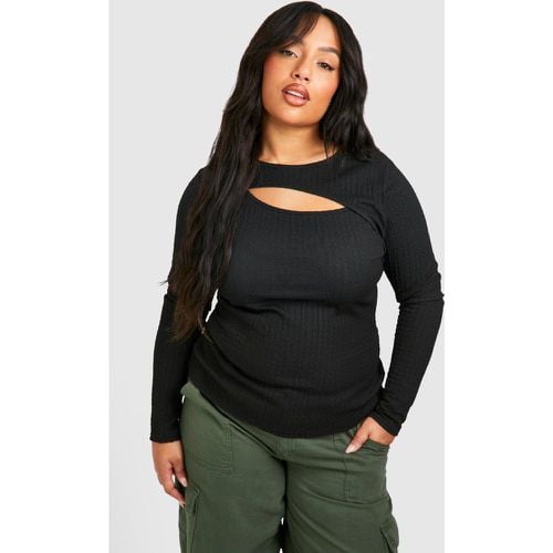 Top Plus Size con trama, intaglio sullo scollo e ruches - boohoo - Modalova