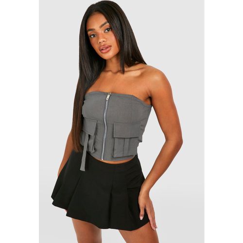 Corsetto in bengalina con tasche Utility e zip - boohoo - Modalova