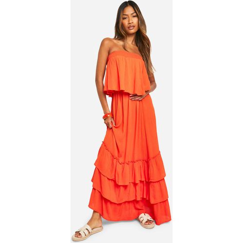 Vestido Maxi Palabra De Honor Con Volante - boohoo - Modalova