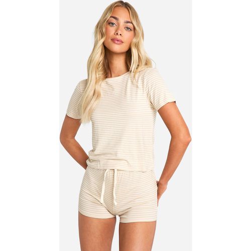 Set T-shirt a maniche corte a righe & pantaloncini - boohoo - Modalova