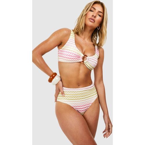 Slip bikini a vita alta a zig zag - boohoo - Modalova