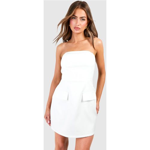 Bandeau Tailored Mini Dress, Blanco - boohoo - Modalova