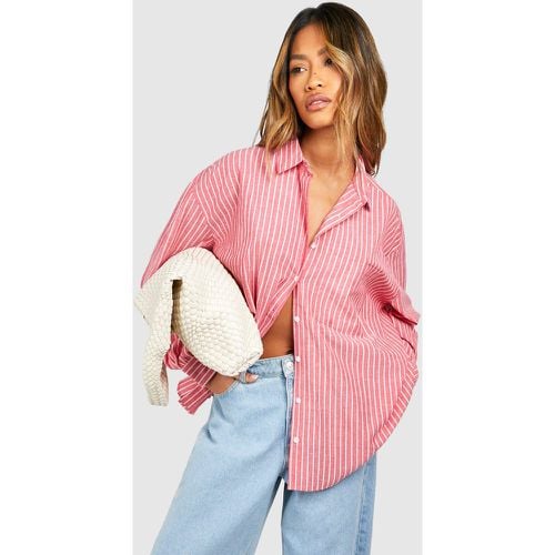 Camisa Oversize De Rayas Finas Con Detalle En Los Bolsillos - boohoo - Modalova