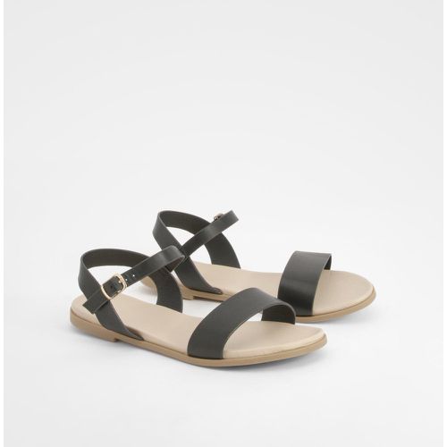 Wide Fit Two Part Sandals, Negro - boohoo - Modalova