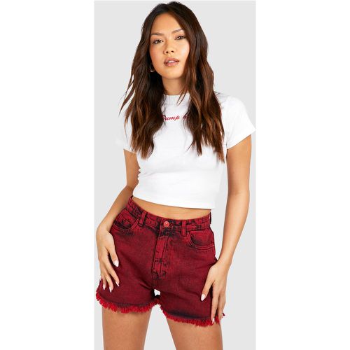 Red Wash Denim Mom Short, Rosso - boohoo - Modalova