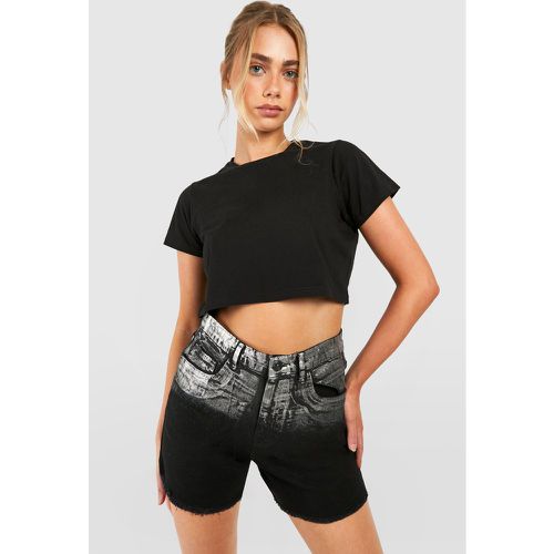 Pantalón Corto Vaquero Largo Metálico En Degradado - boohoo - Modalova