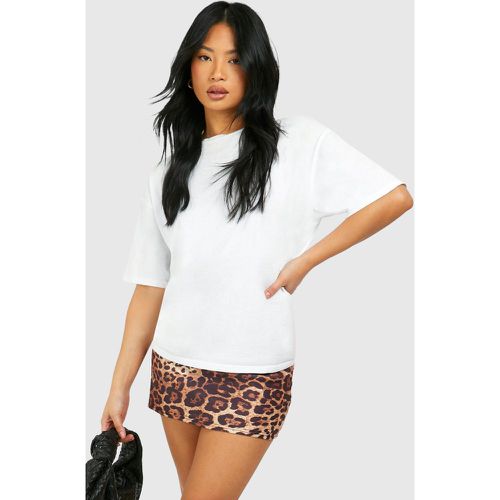 Petite Leopard Print Bengaline Micro Mini Skirt - boohoo - Modalova